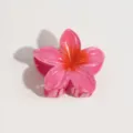Pink Plumeria Hair Claw Jelly Flower Hair Clip Cute Resin Hair Accessories for Women Girls - Plumeria Deep Pink with Orange Core