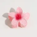 Cute pink flower hair claw clip for women, sweet acrylic hair accessories for daily wear. - Plumeria Pink with Red Core