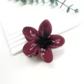 Wine red jelly flower hair claw clip, translucent resin plumeria hair accessory for women. - Plumeria Deep Wine Red