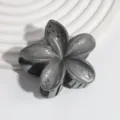 Grey plumeria hair claw clip, stylish flower shape hair accessories for women and girls daily wear. - Metallic Gray