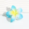 Jelly Color Gradient Plumeria Flower Hair Claw Clip Blue Yellow Hair Accessories - Blue with Yellow Stamen
