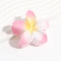 Frangipani flower hair claw clip detail, jelly color pink and white cute summer hair accessory - Pink with Yellow Stamen