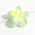 Green yellow gradient plumeria flower hair claw clip, cute jelly style hair accessories for women. - Green with Yellow Stamen