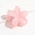 Pink translucent flower hair claw clip, jelly color cute hair accessory for women daily styling. - Jelly Pink