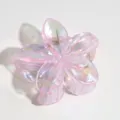 Pink iridescent jelly flower hair claw clip close-up detail view showing glossy surface. - 1 Piece / Translucent Iridescent Pink