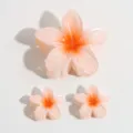 Jelly color frangipani hair claw clip set, cute floral design for women daily hair styling. - Three-Piece Set / Light Orange
