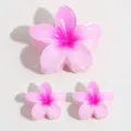 Pink gradient frangipani flower hair claw clip set jelly resin cute hair accessories - Three-Piece Set / Pink