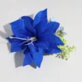 Blue fabric flower hair clip with small berries variant, elegant floral hair accessory for women. - Lily Navy Blue Hair Clip