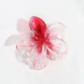 Jelly Color Plumeria Hair Claw Clip, Red Pink Gradient Resin Flower Hair Catch Accessory - Transparent Red