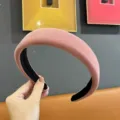 Diadema ancha de terciopelo rosa para mujer, estilo retro chic para uso diario y ocasiones. - Rosa Coreano
