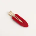 Dettaglio molletta per capelli a goccia rossa minimalista, grazioso fermaglio laterale. - Rosso