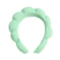 Détail serre-tête éponge vert nuage, cerceau de cheveux éponge douce pour lavage du visage. - Vert