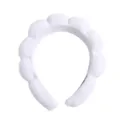 Bandeau éponge blanc nuage pour le lavage du visage, serre-tête spa bouffant femme. - Blanc