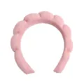 Serre-tete nuage eponge rose pour le visage, bandeau eponge doux et gonflant pour maquillage quotidien. - Rose Coréen