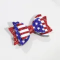 US Independence Day glitter bow hair accessory red white blue flag design party hair clip - Bowknot Style 1