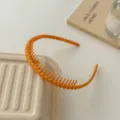 Serre-tête ondulé orange avec dents, accessoire de cheveux uni pour le quotidien, maquillage, lavage. - Chaîne Torsadée / Jaune Torsadé