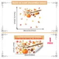 Autumn pumpkin maple leaf window sticker detail, showing assembled and delivered dimensions clearly. - M23146-30*60