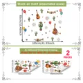 Colorful cactus wall sticker Mexican guitar theme home decor assembled size 85x105cm - M16237 Series / 2 Sheets (30x60cm)