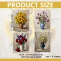 Set van 4 canvas kunstprints met retro bloemolieverfschilderij, vintage wanddecoratie. - HX15002--21x30cm 4 Stuks Frameloos