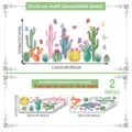 Watercolor cactus and butterfly wall sticker detail diagram showing assembled and sheet dimensions. - M19123 Series / 2 Sheets Set (30x90cm)