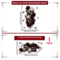 Halloween wall sticker detail showing assembled skull and rose floral design sizes and dimensions. - Skull Rose Butterfly Style (M22133)