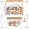 Cartoon rabbit teacup wall sticker, cute autumn floral window glass decal, 40x60cm. - Teacup Rabbit Style (D23053) / 30*60cm