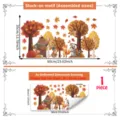 Cartoon autumn forest animal static window sticker detail showing dimensions and size. - Forest Animal Autumn Leaf Style (D23071)