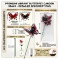 Detailed specifications and dimensions of Halloween butterfly garden stake set with spring. - Skull Pumpkin Pattern / PJU15000 (8 Pieces/Pack)