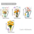 Details of the colorful floral potted butterfly window sticker set, showing sheet design. - Floral Potted Plants and Butterflies (D22567) / 30x20cm (4 Pieces)