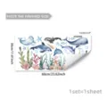 Watercolor marine life wall sticker glass window decal whale coral removable 30x60cm - Kids Cartoon Style (D22718) / 30x60cm