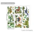 Set de pegatinas de pared de dinosaurios en acuarela, 3 hojas arte mural autoadhesivo para ninos. - Set de Dinosaurios (M15106) / 30x90cm (Juego de 3 Hojas)