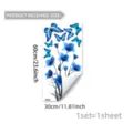 Blue butterfly flower glass static sticker window cling, removable decoration 60x30cm - Blue Butterfly and Floral (D22572) / 30x60cm