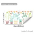 Detailed view of colorful cactus potted plants wall sticker, perfect for window and glass decor. - Colorful Potted Cactus (D22577)