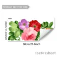 Colorful floral glass window sticker removable static cling decal for home decoration 30x60cm - Floral and Green Leaves (D22580)