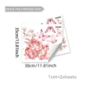 Floral butterfly wall sticker set, pink peony window static cling decal, home decor. - Pink Peony and Butterfly (D22584)