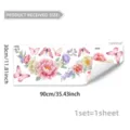 Detailed view of colorful floral and butterfly glass window sticker with 90x30cm size. - Pink Yellow Peony and Butterfly (D22585)