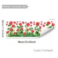 Colorful rose floral glass window sticker decal removable double-sided visual wall decor - Red Roses and Green Leaves (D22589)