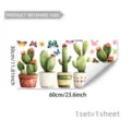 Watercolor potted cactus butterfly window glass sticker removable wall decal 30x60cm - Potted Cactus and Butterfly (D22654)