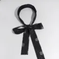 Diadema negra de encaje estilo coreano con bonito lazo para un peinado elegante. - Negro