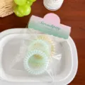 Macaron telephone wire hair ties set, sweet style elastic hair bands in clear package. - 2# Green Series