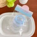 Clear telephone wire hair ties set in aesthetic tray package, elastic daily hair bands for women. - 5# Blue Series