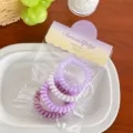 Korean style macaron telephone wire hair ties colorful high elastic rubber band ponytail holder - 1# Purple Series