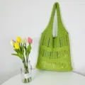 Grüne Häkel-Tasche, Strick-Shooter, hohle Umhängetasche für Damen, lässige Strandtasche. - Grün