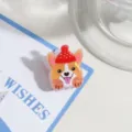 Süße Cartoon Corgi Haarklammer süßes Harz Tier Haaraccessoire für Frauen und Mädchen - Corgi mit Rotem Hut