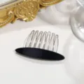 Elegant black hair comb with metallic teeth, perfect for stylish updos and hair styling. - Small Straight Shape / Black