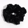 Black sequin velvet hair scrunchie stylish elastic hair tie for women daily styling. - Black Sequin