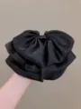 Schwarze Satin Schleife Haarspange, elegante französische süße Haarklammer für Damen. - Schwarze Mehrschichtige Schleife