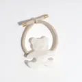 Minimalist pearl bear hair tie with metallic ends, elegant ponytail holder accessory. - Small Bear White