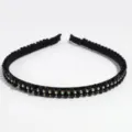 Black rhinestone headband for women, stylish sparkling crystal hair hoop for daily commuting. - Black