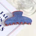Molla per capelli retro a pois blu e rossa elegante clip squalo antiscivolo per uso quotidiano - Ovale